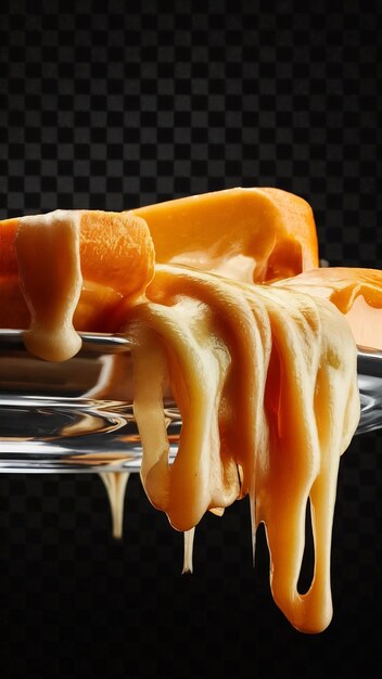 Photo melted cheese front view full length isolate on trasparency background png