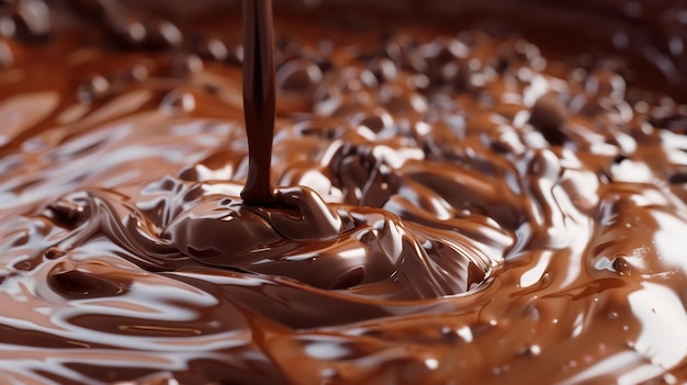 Melted chocolate being poured into a bowl