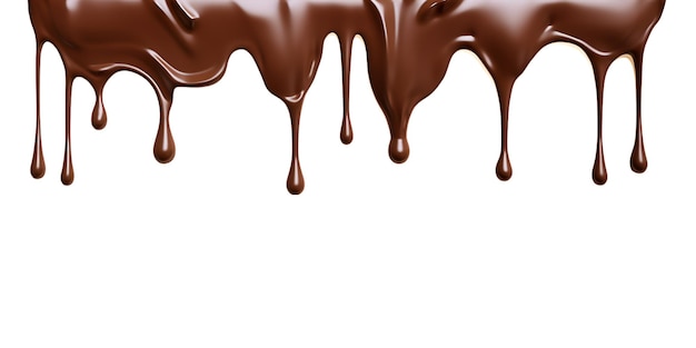 Melted chocolate dripping isolated on a white background