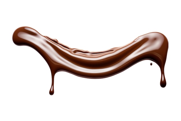 Melted chocolate dripping isolated on a white background