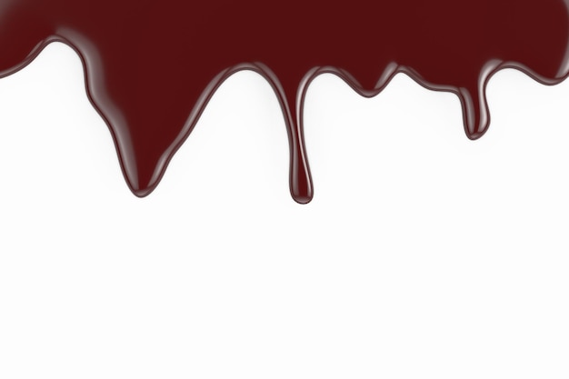 Melted Chocolate Syrup Leaking on a white background 3d Rendering