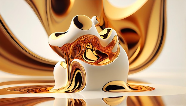 Melted gold abstract on white background