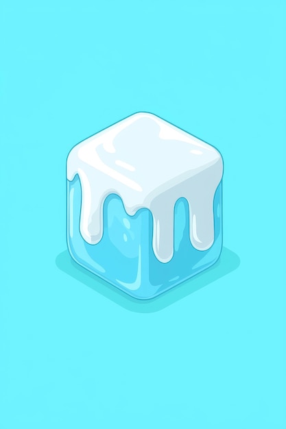 Photo melted ice cube cartoon illustration