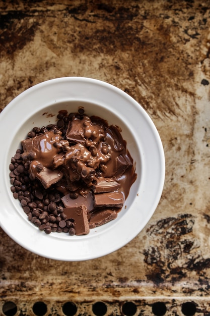 Melting chocolate on a plate