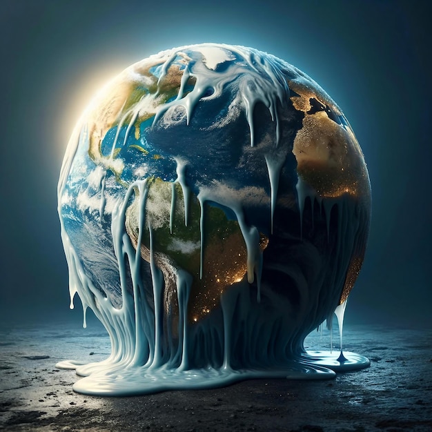 Melting Earth on Rough Surface Climate Change Symbol