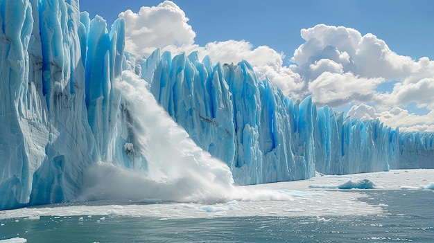 Melting Glacier with Ice Falling