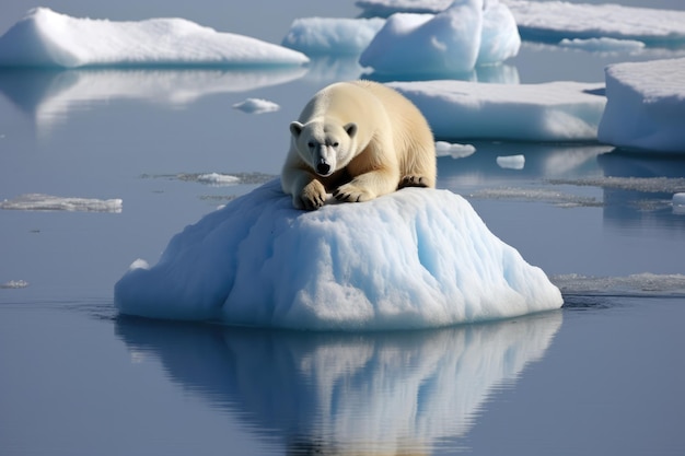 Melting Ice Caps Polar Bear At Risk Due To Climate Change