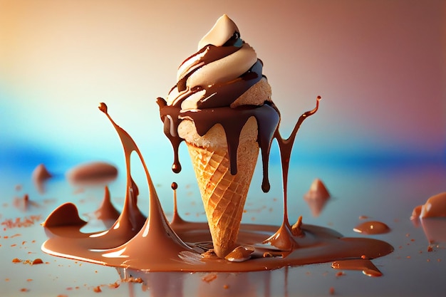 Melting ice cream conegenerative ai