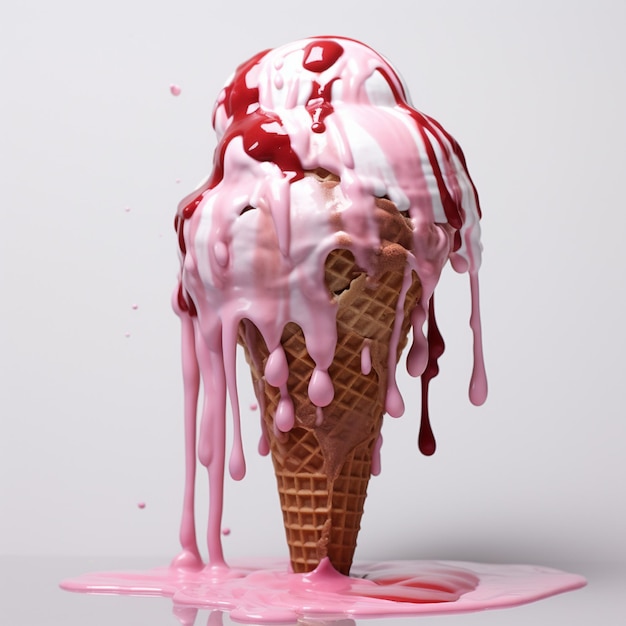 melting ice cream on a white background