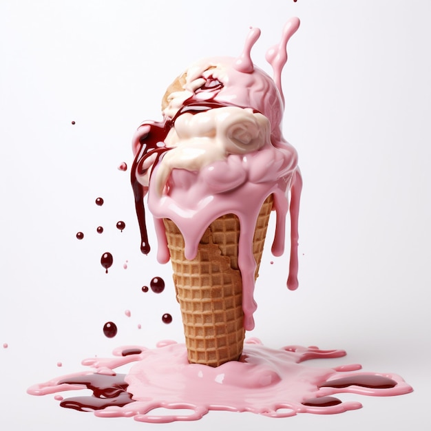 melting ice cream on a white background