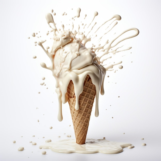 melting ice cream on a white background