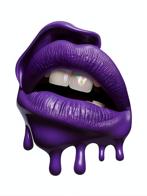 Melting Red and Purple Lipstick on Lips