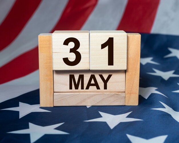 Memorial day on american flag background