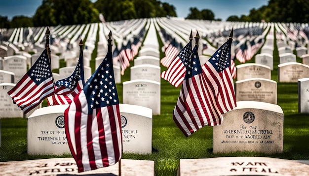 Memorial day american flags on tombs of ameri image