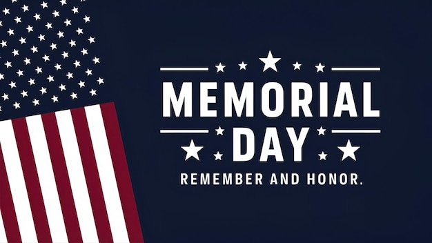 Memorial Day background with American flag and text Vector illustration