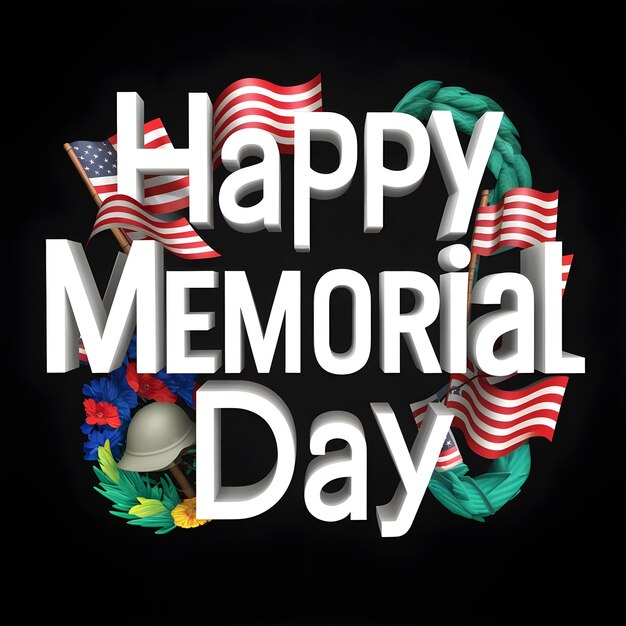 Memorial Day illustration text Memorial Day with America flag Memorial Day card