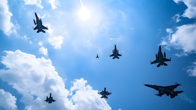 Memorial Day Parade Patriotic Flyover of Military Jets in Powerful Aerial Salute