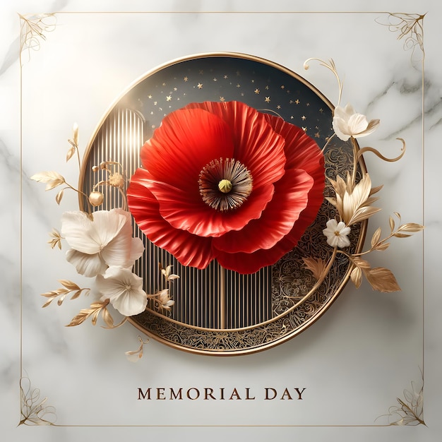 Memorial Day Red Poppy Floral Design Generative Ai