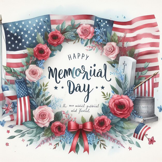 Photo memorial day social media post design template