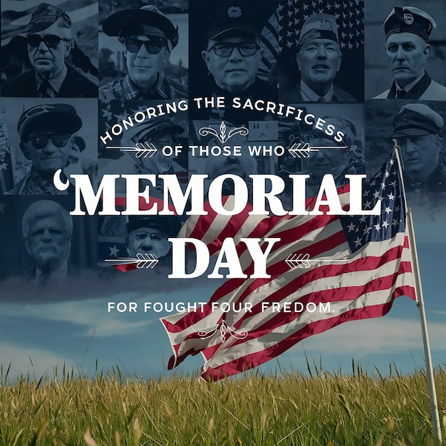 Photo memorial day social media post design template