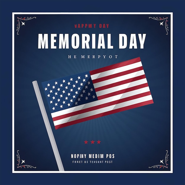 Memorial Day Social Media post design template