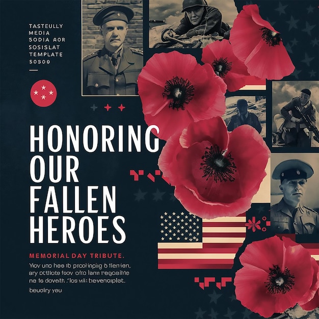 Photo memorial day social media post design template