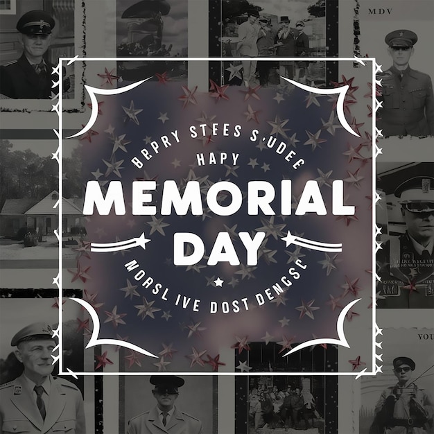 Photo memorial day social media post design template