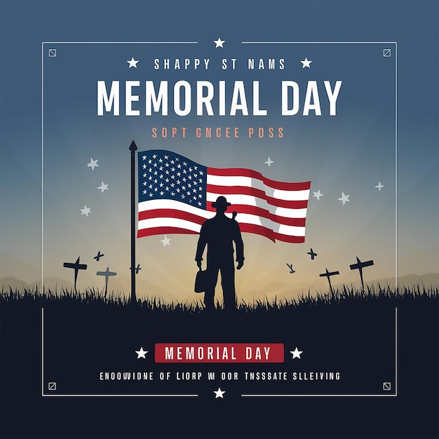 Photo memorial day social media post design template