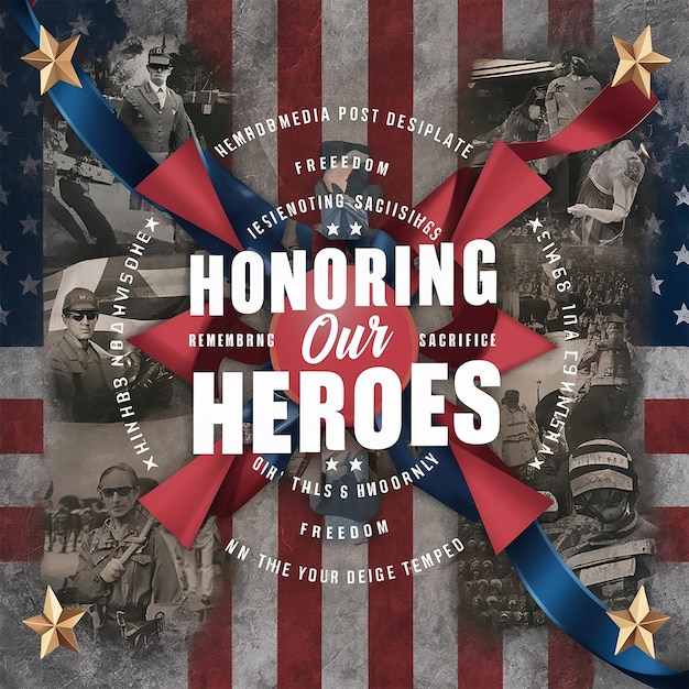 Photo memorial day social media post design template