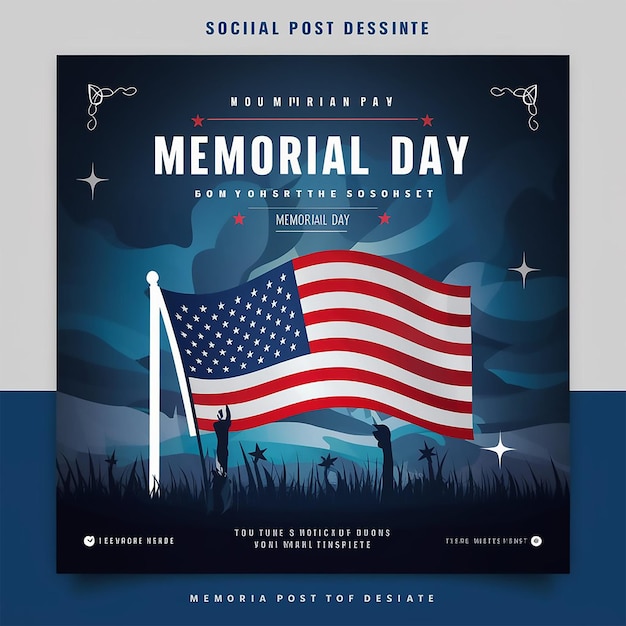 Photo memorial day social media post design template