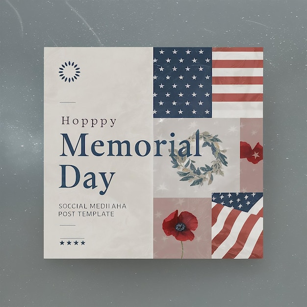 Photo memorial day social media post design template