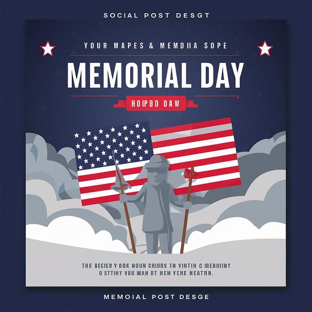 Photo memorial day social media post design template