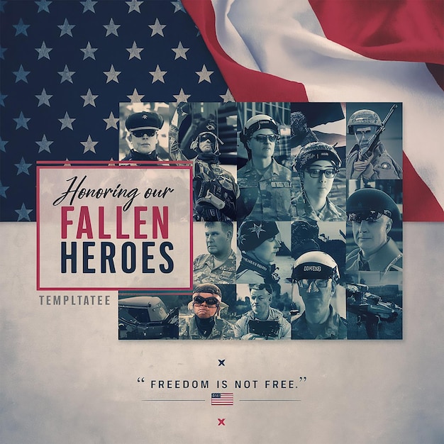 Photo memorial day social media post design template