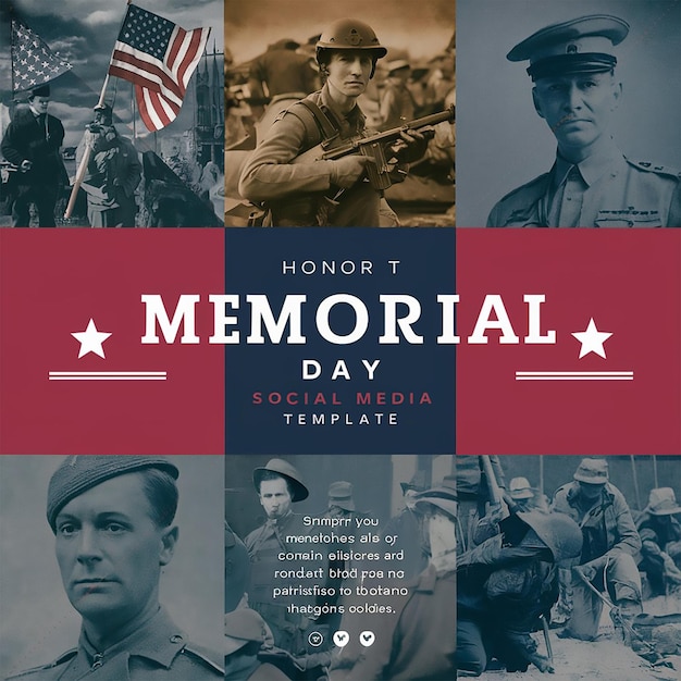 Photo memorial day social media post design template