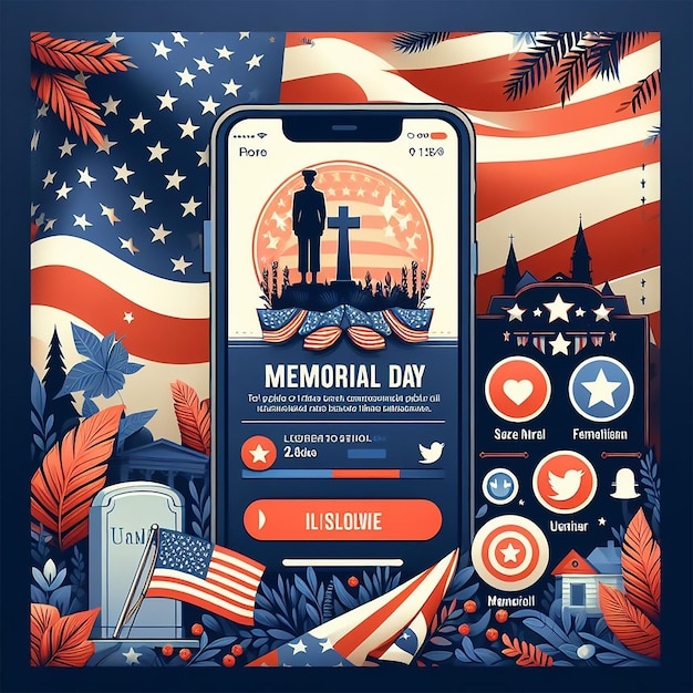 Memorial Day Social Media post design template