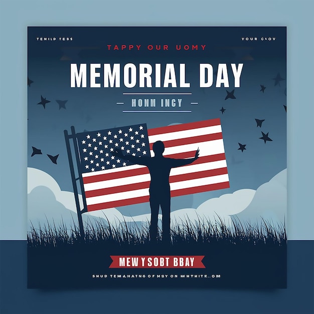 Memorial Day Social Media post design template