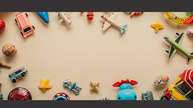 Photo memorial day toys on beige background