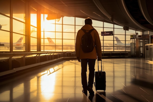 Men airport terminal luggage