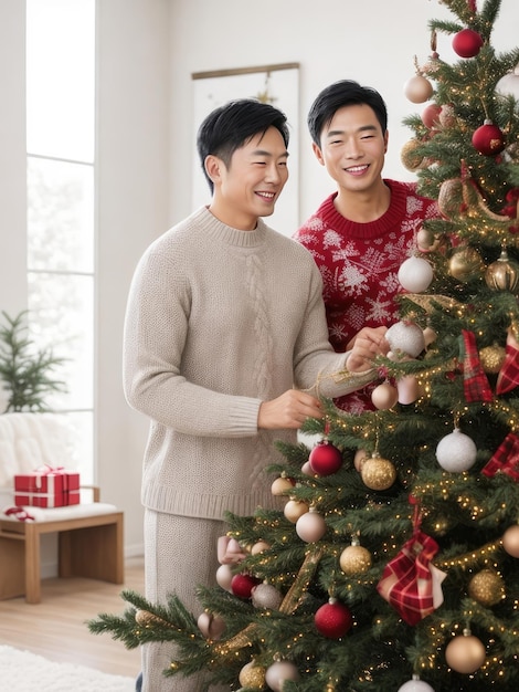 Men asian happy men in sweater Generative AI