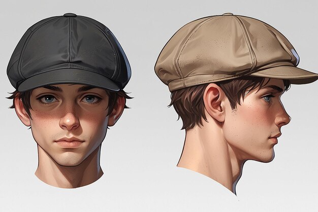 Men Newsboy Cap Mockup Template PSD Design