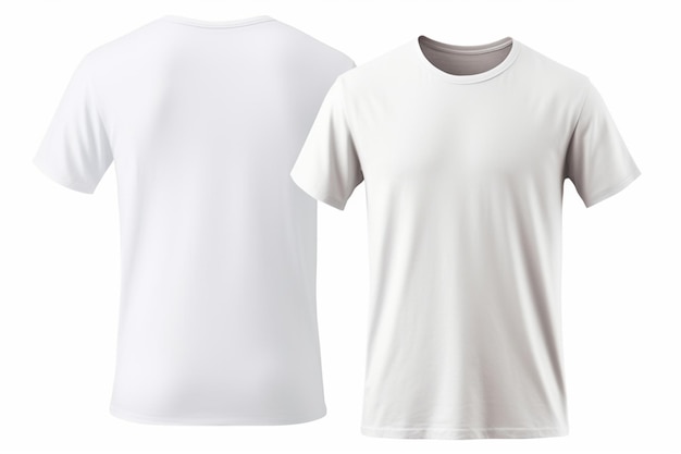 Men's black blank Tshirt templatefrom two sides isolated on white background