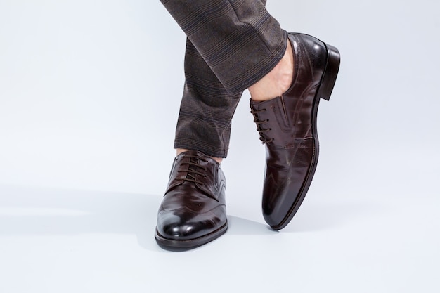 Men's classic shoes with natural leather, men's shoes under a classic suit. High quality photo