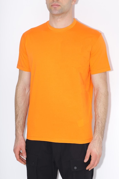 Men's orange tshirts mockup Design templatemockup