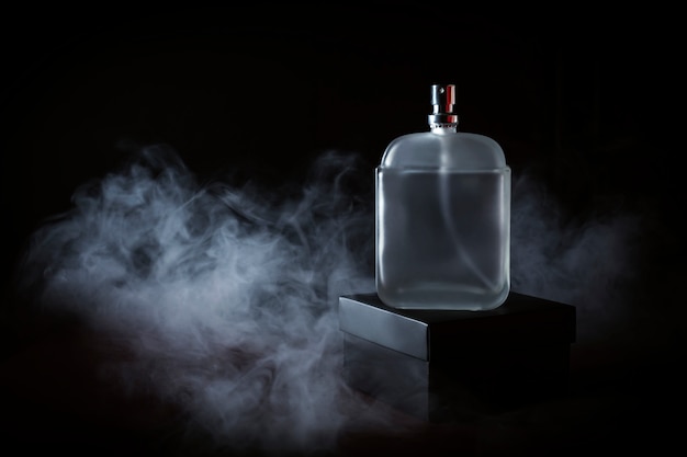 Men's perfume in smoke