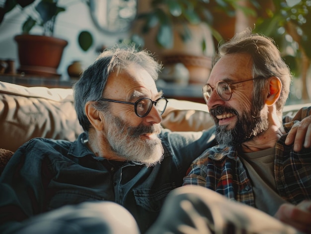 Men Sitting on Couch