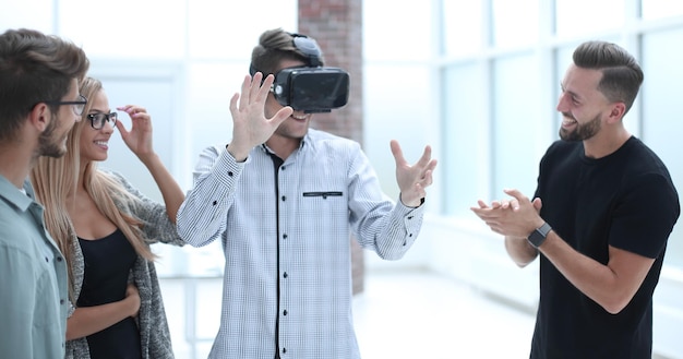 Men with a headset of virtual reality Innovative technology