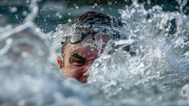 Men and Woman Swimming Freestyle in pool