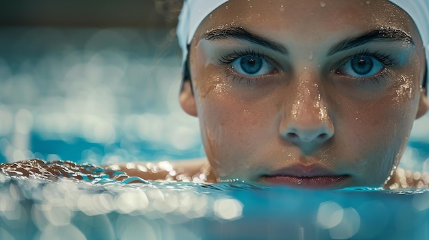 Men and Woman Swimming Freestyle in pool