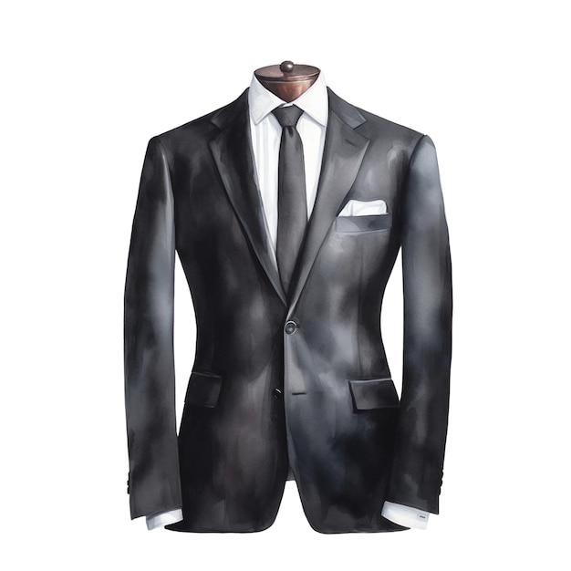 men039s black suit watercolor clipart