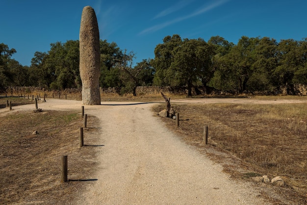 The Menhir of Meada is single standing stone near Castelo de Vide in Portugal.